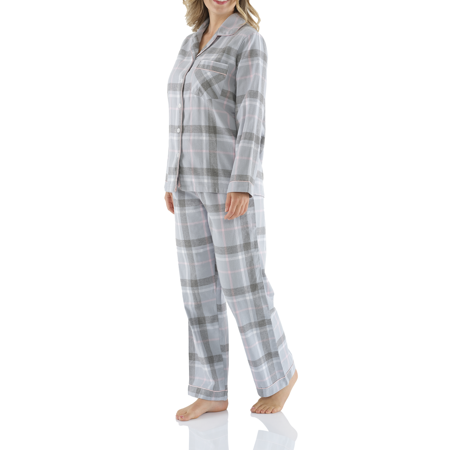Magnolia Lounge - Flannelette Cotton Pyjama Set - Moss Check