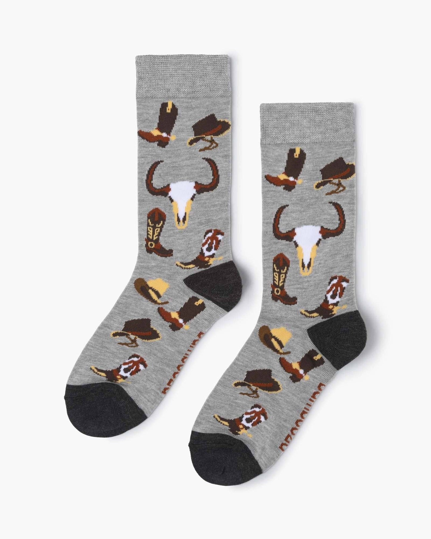 Bamboozld - Womens Cowboy Boots & Spurs Bamboo Sock - Grey