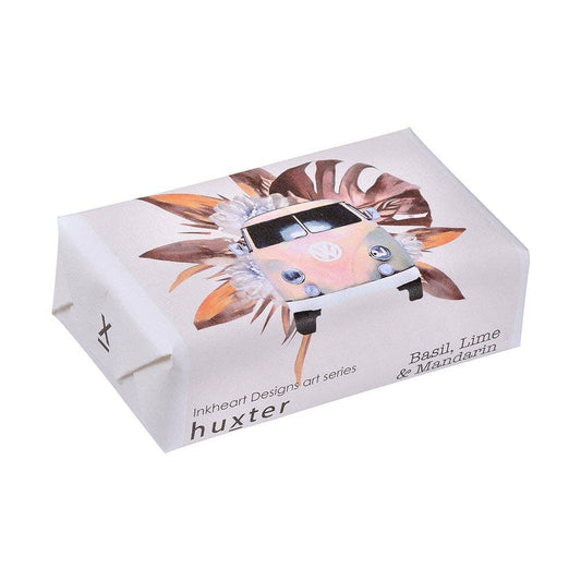 Huxter - ‘Kombi Flowers Brown & Biege' Triple-milled soap - Basil Lime & Mandarin