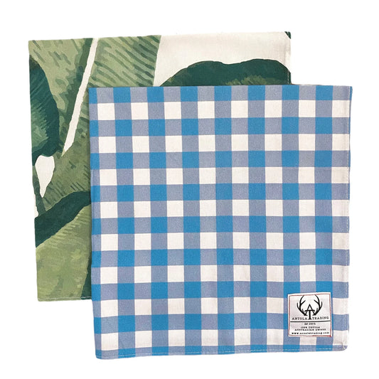 Antola - Neck Scarves - 2 pack - Palm Leaves & Blue Gingham