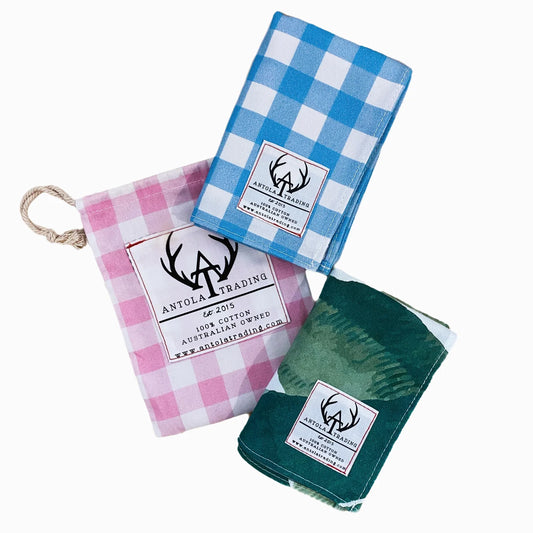 Antola - Neck Scarves - 2 pack - Palm Leaves & Blue Gingham