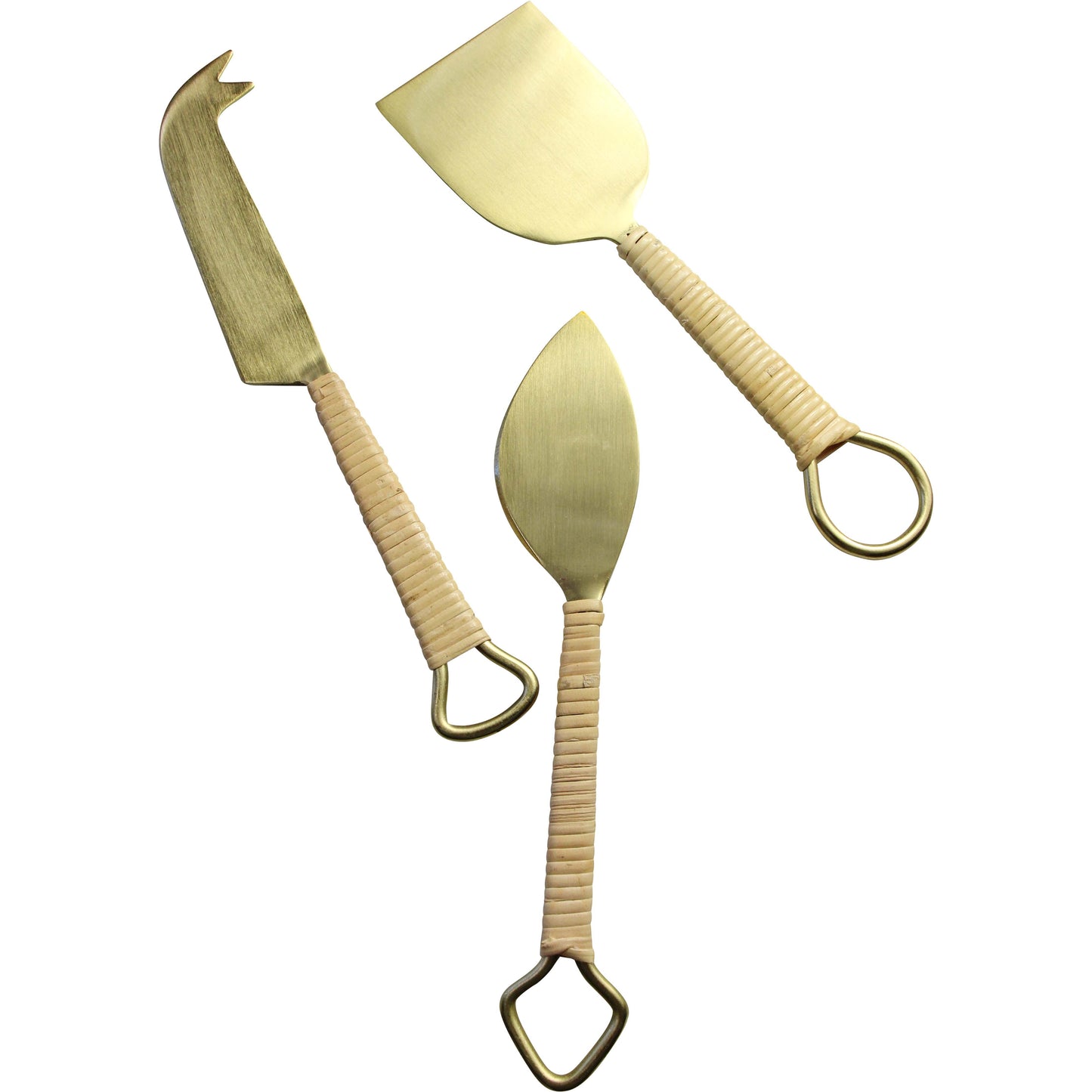 Lavida - Cheese Knife Mix Rattan/Brass