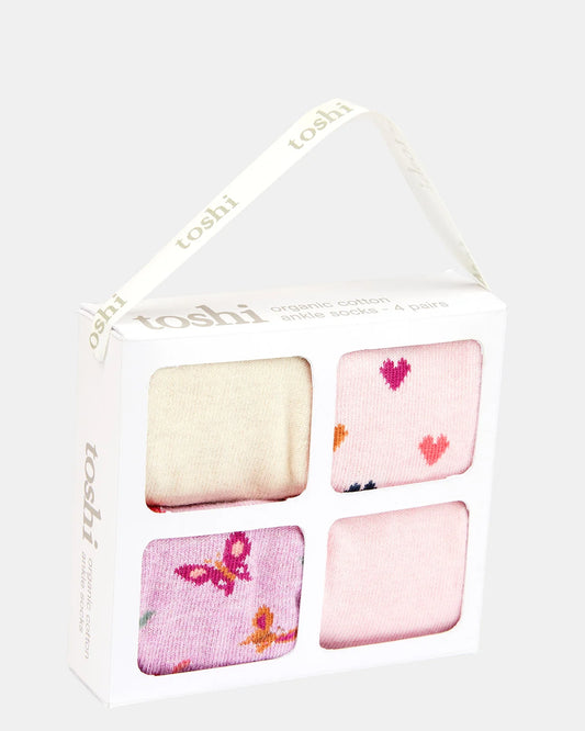 Toshi - Organic Socks Gift Box - Ankle Assorted - Sweetheart