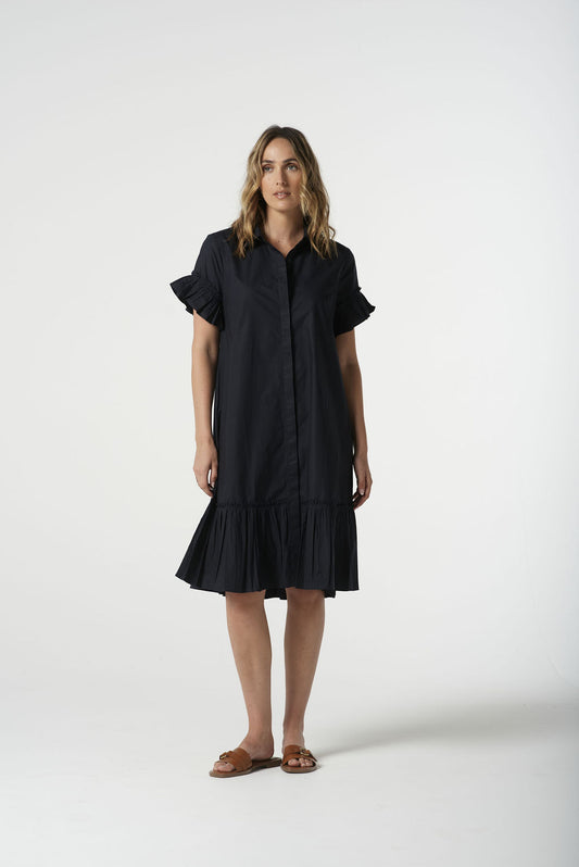 Goondiwindi Cotton - Ruffle Midi Dress - Dark Navy