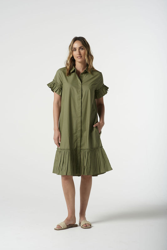 Goondiwindi Cotton - Ruffle Midi Dress - Sage Green