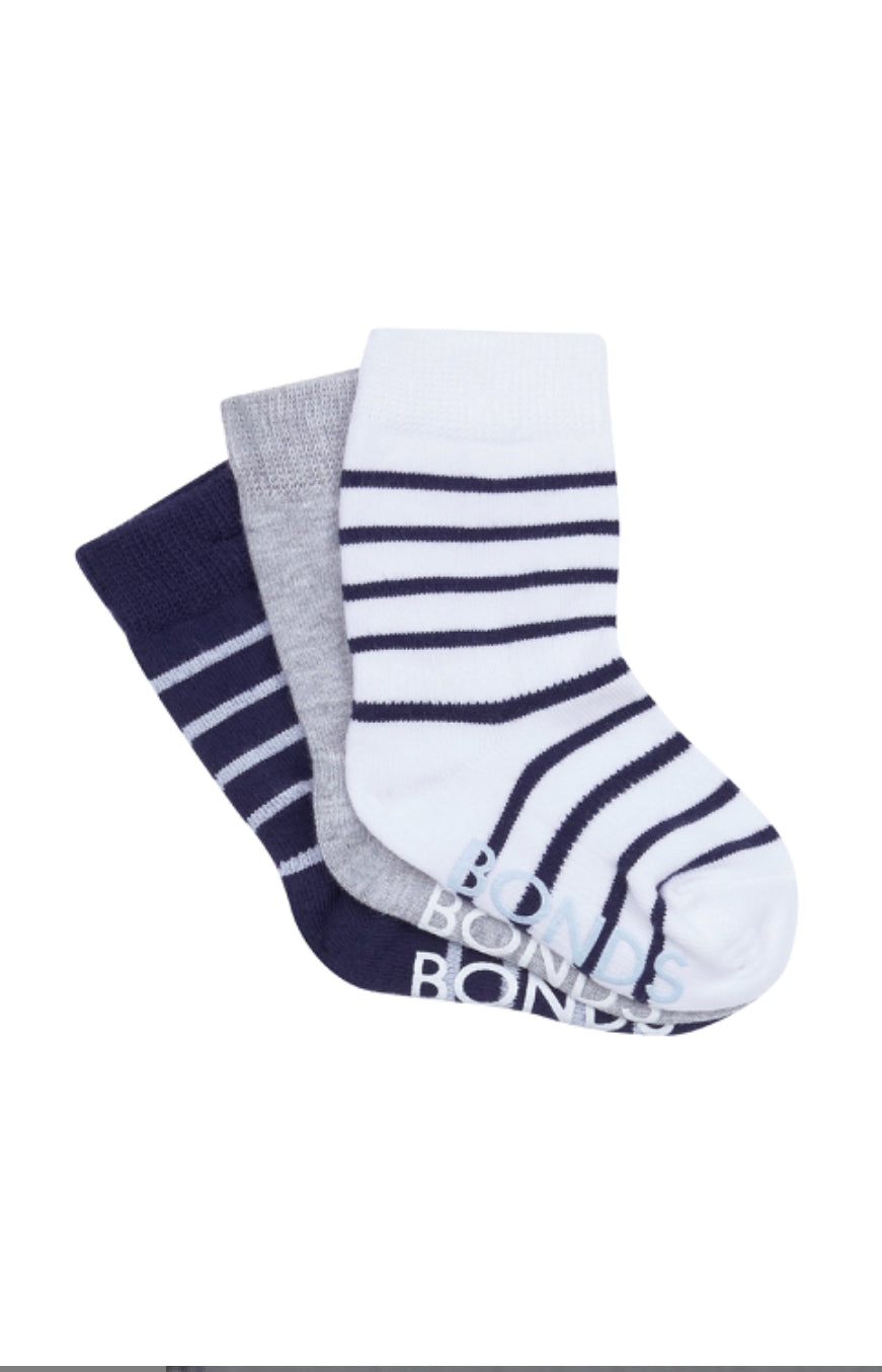 Bonds - Infant stay on Crew 3 pack - Navy/Grey/White