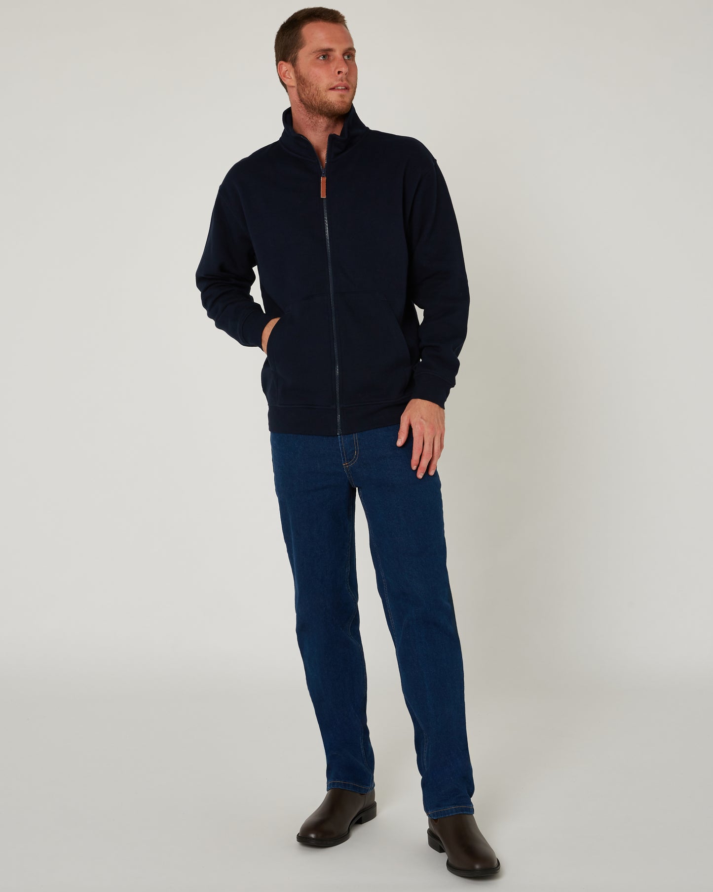 Pilbara - Men's Zip Through Fleece Sweater - French Navy
