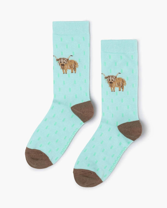Bamboozld - Womens Lady Moo Cow Bamboo Sock - Mint