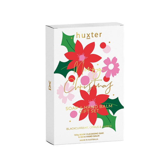 Soap & Hand Balm Gift Set - Xmas Flowers Collection - Blackcurrant, Citrus & Amber