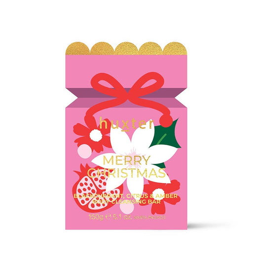 Body Cleansing Bar Bon Bon - Pink - Xmas Flowers Collection - 1 x 150gm Soap - Blackcurrant, Citrus & Amber