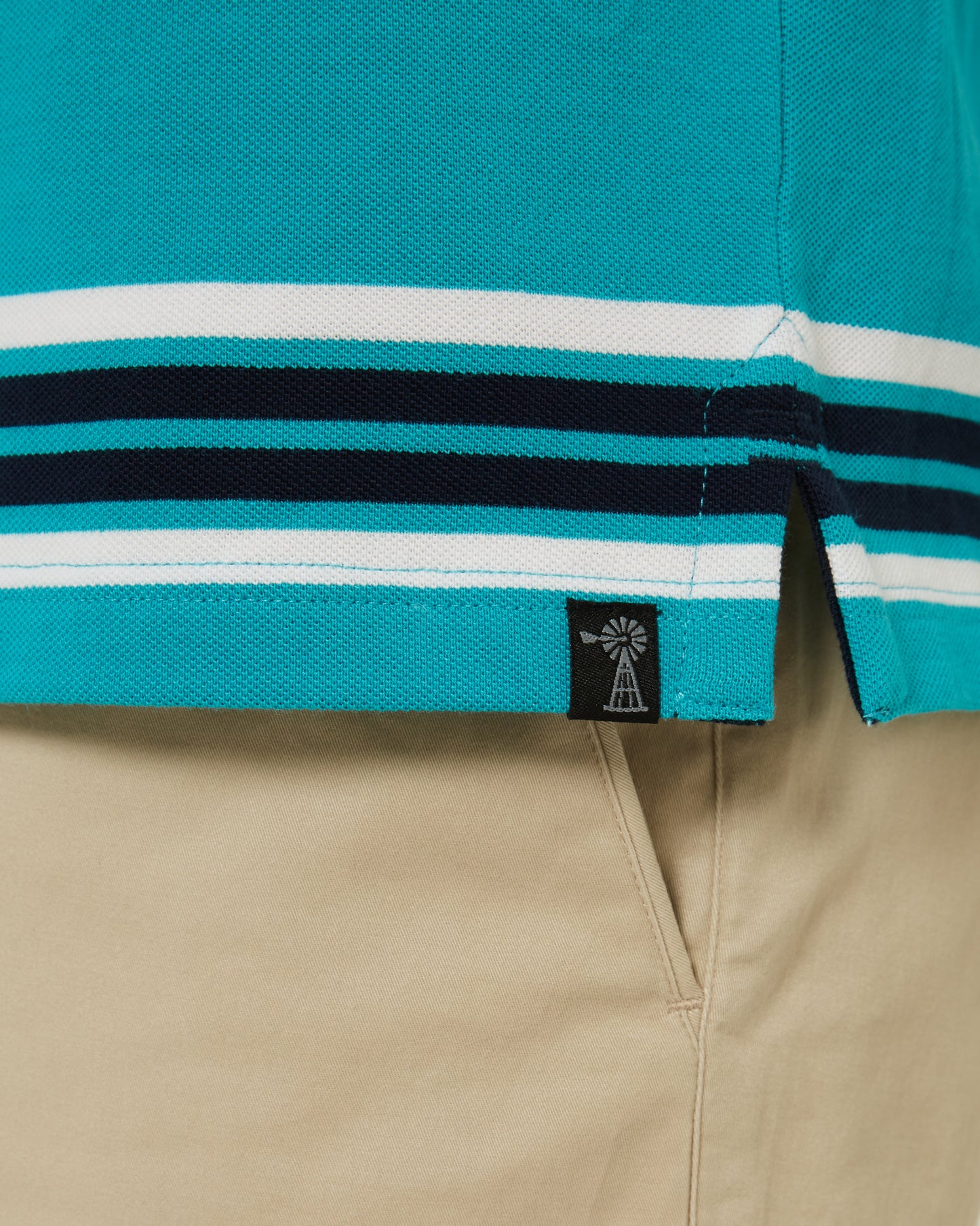 Pilbara - Mens Yarn Dyed Stripe Polo - Caribbean/White/Navy