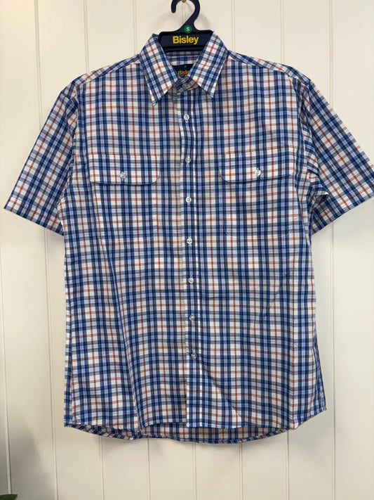 Bisley - Casual Short Sleeve Shirt - Orange/Blue Check