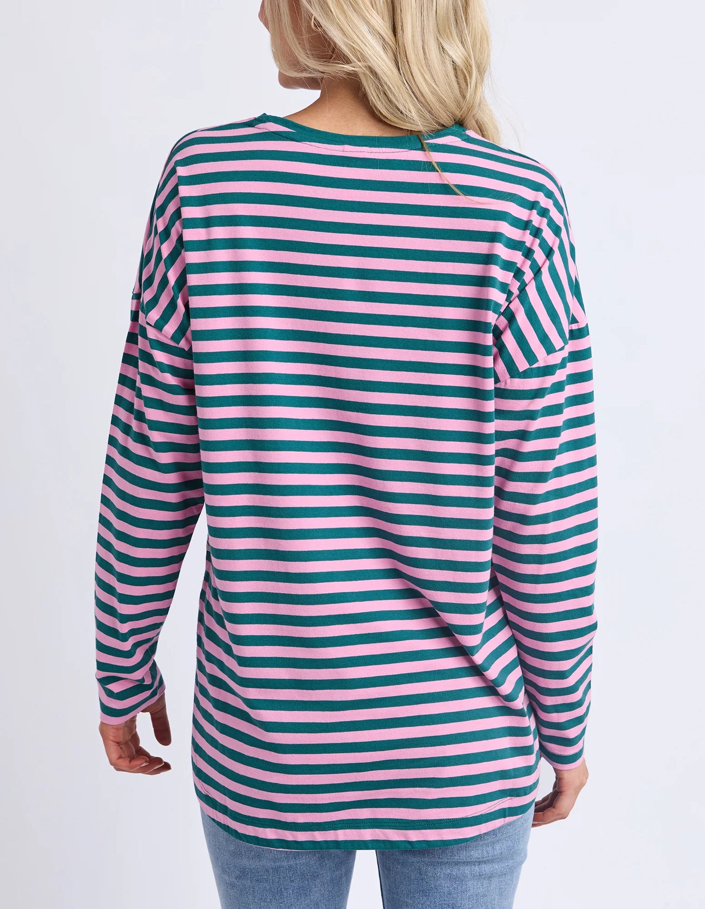COMING SOON - Elm Lifestyle - Lauren L/S Tee - Teal/Quartz Pink Stripe