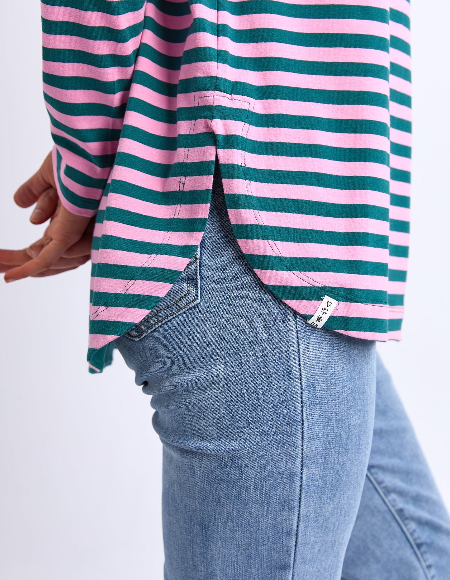 COMING SOON - Elm Lifestyle - Lauren L/S Tee - Teal/Quartz Pink Stripe