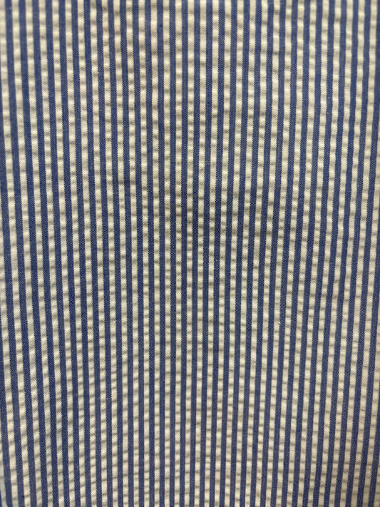 Bisley - Casual Seersucker Short Sleeve Shirt - Blue Stripe