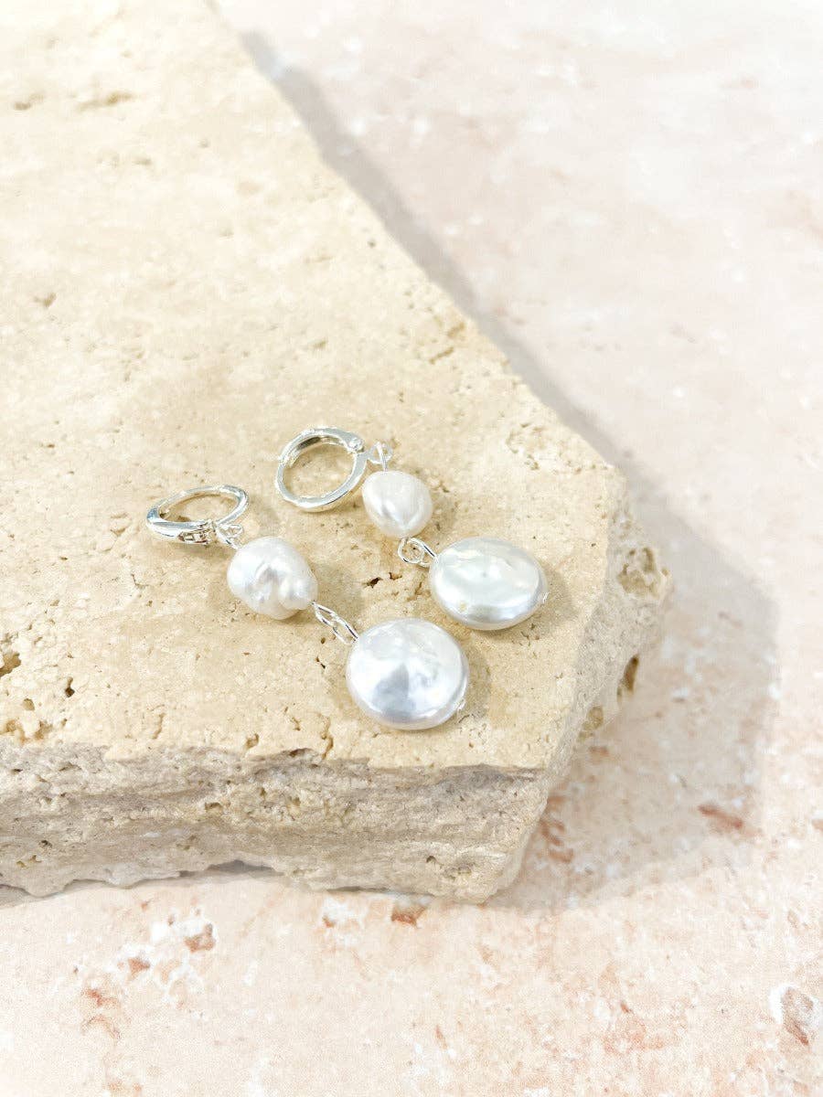 Angels Whisper Accessories - Aura Pearl Silver Plated Earrings