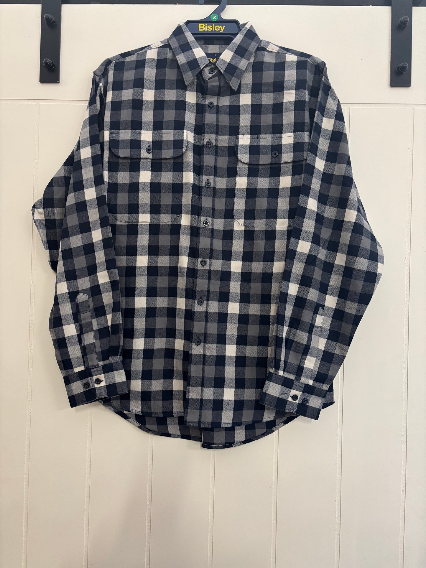 Mens Brushed Cotton Shirt -Navy/Grey/White