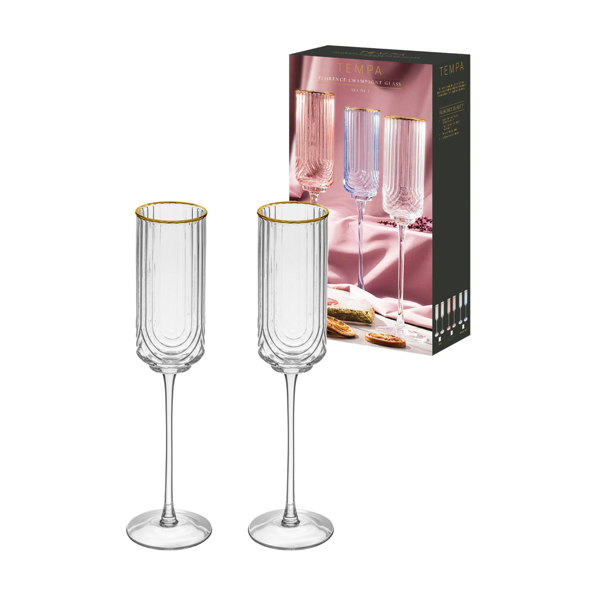Tempa - Florence Clear Champagne Glass - 2 Pack