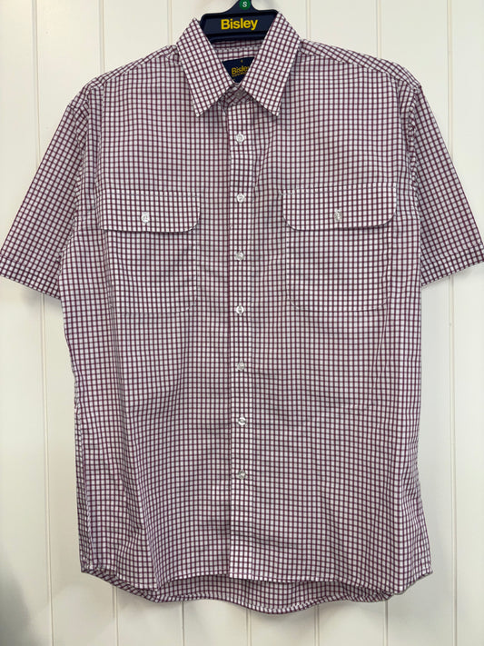 Bisley - Casual Short Sleeve Shirt - Maroon Check
