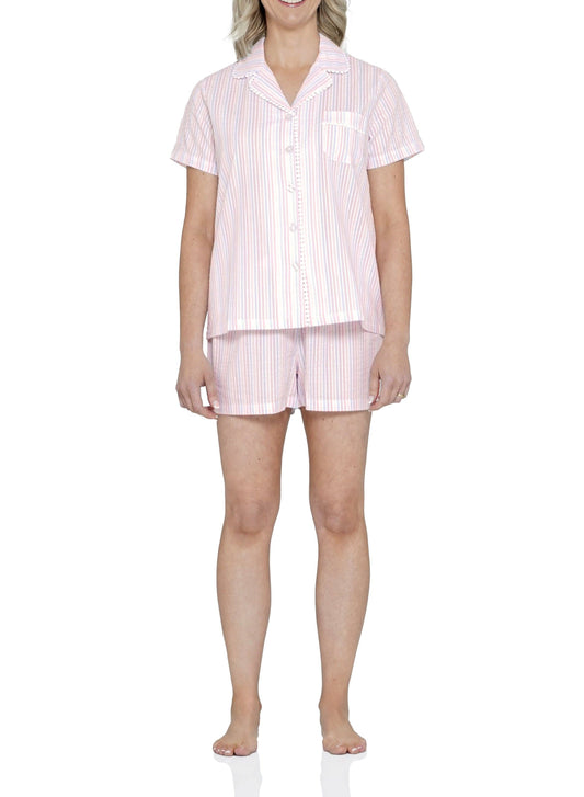 Magnolia Lounge - Valencia Stripe Cotton Shortie Pyjama Set