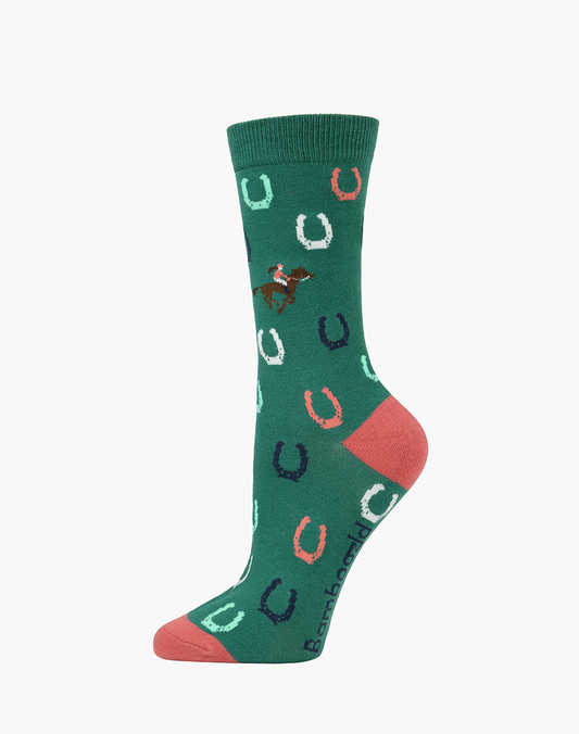Bamboozld - Womens Lucky Day Horseshoe Bamboo Sock - Green