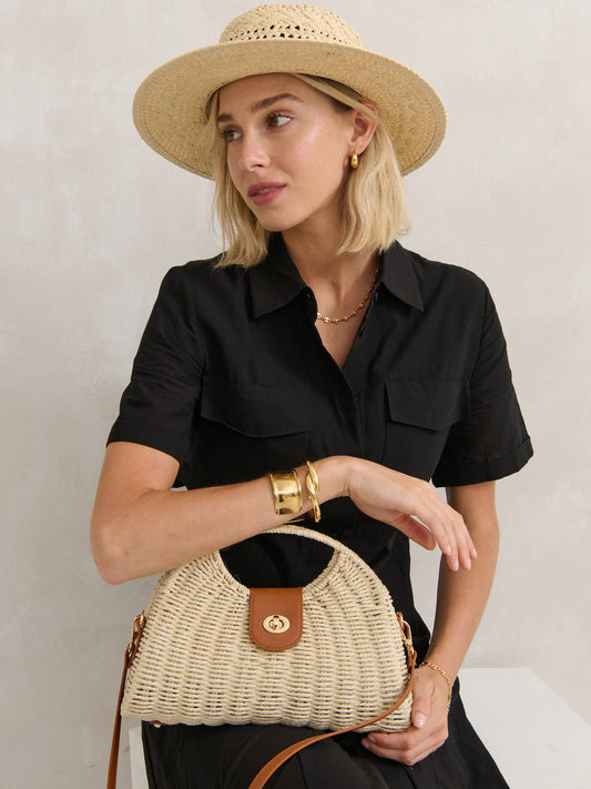 Angels Whisper Accessories - Maggie Summer Straw Bag - Beige