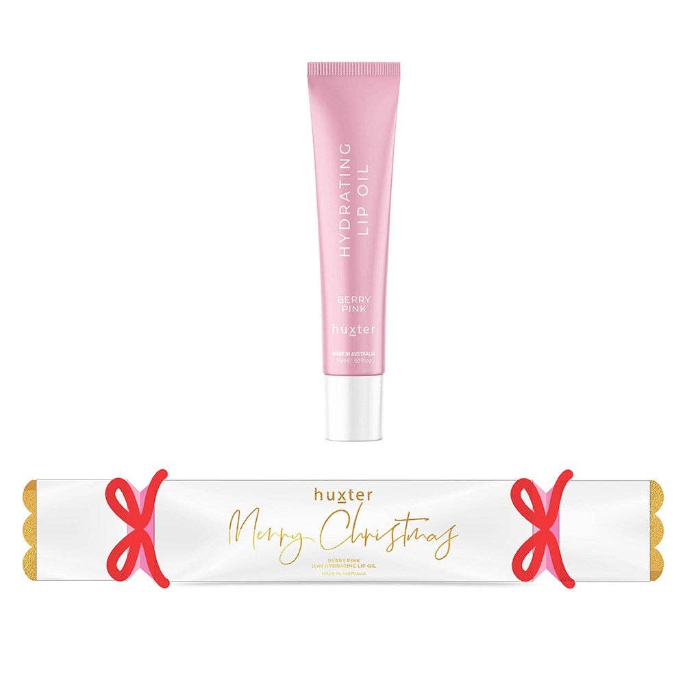 15ml Hydrating Lip Oil Bon Bon - Xmas Flowers Collection - Berry Pink