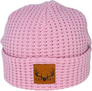 AOM - Kids Waffle Knit Explore Beanie - Pink