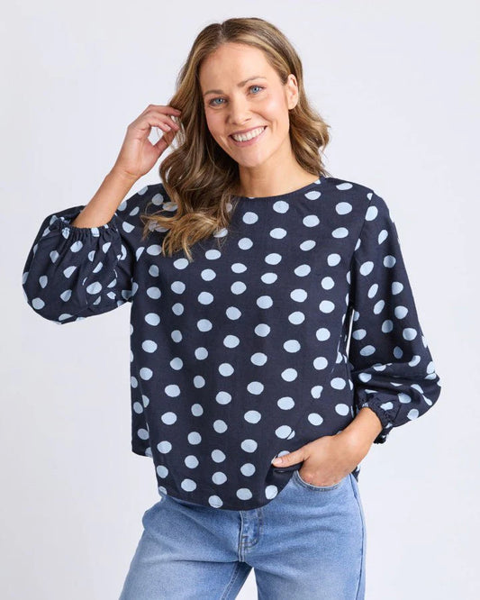 Elm Lifestyle - Dotty Top - Navy Spot