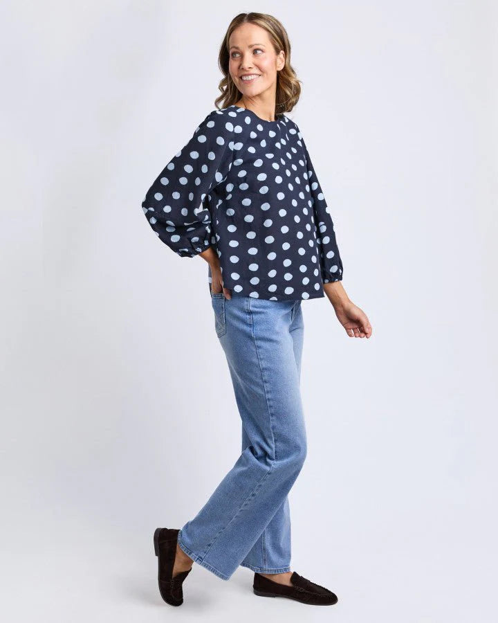 Elm Lifestyle - Dotty Top - Navy Spot
