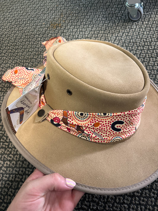 BARMAH HATS -  1066MA - Mocca with indigenous scarf