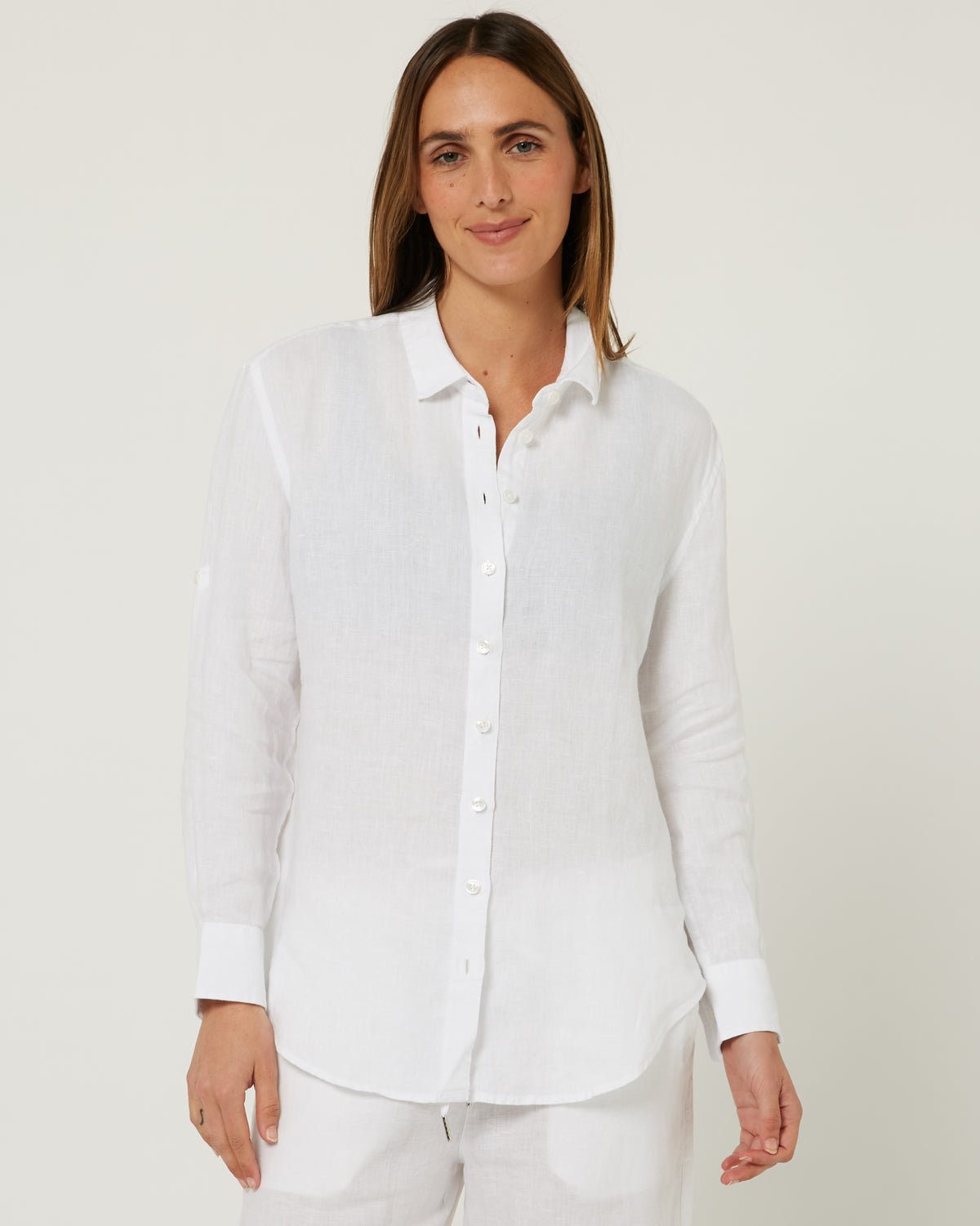 Pilbara-  Womens Florence Classic Linen Long Sleeve Shirt - White