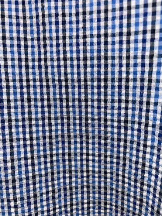 Bisley - Casual Seersucker Short Sleeve Shirt - Royal/White/Black Check