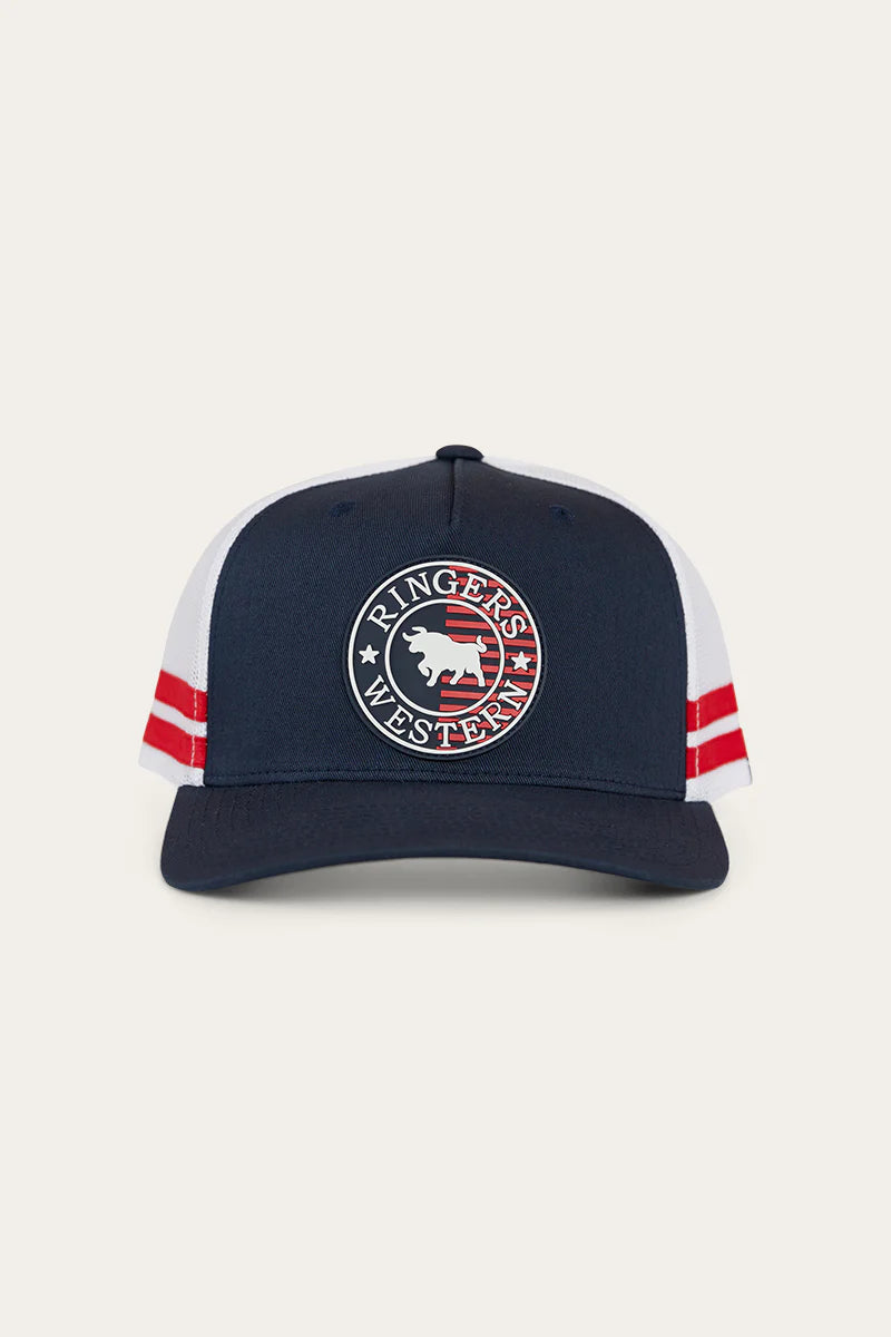 Ringers Western - Signature Bull Flag Trucker Cap - Navy