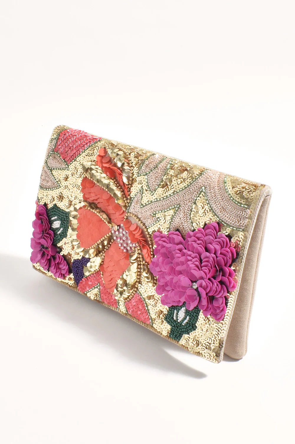 Adorne - Claris Sequined Florals Statement Clutch