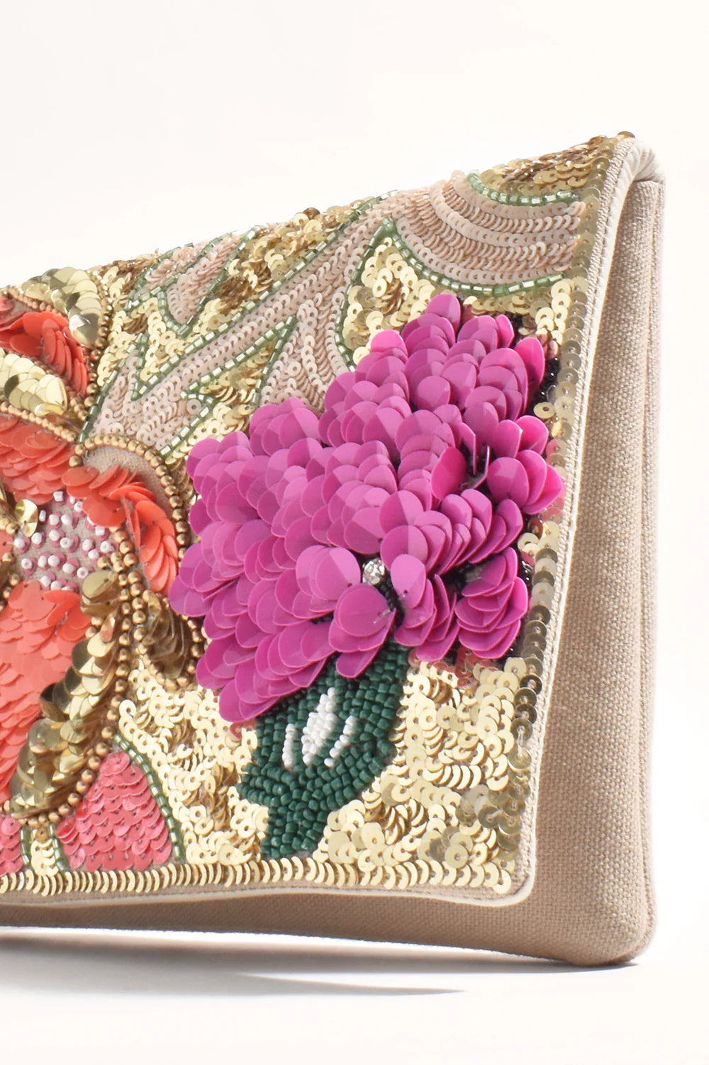 Adorne - Claris Sequined Florals Statement Clutch