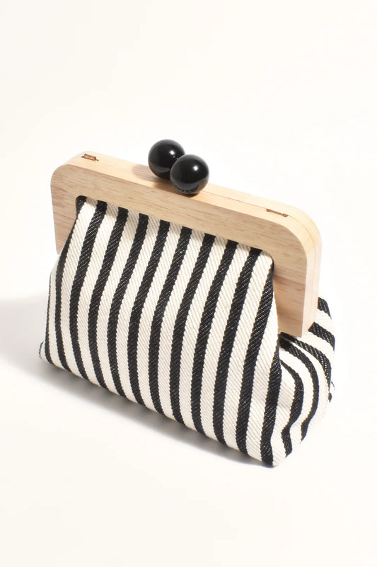 Adorne -Neve Canvas Stripe Timber Clutch