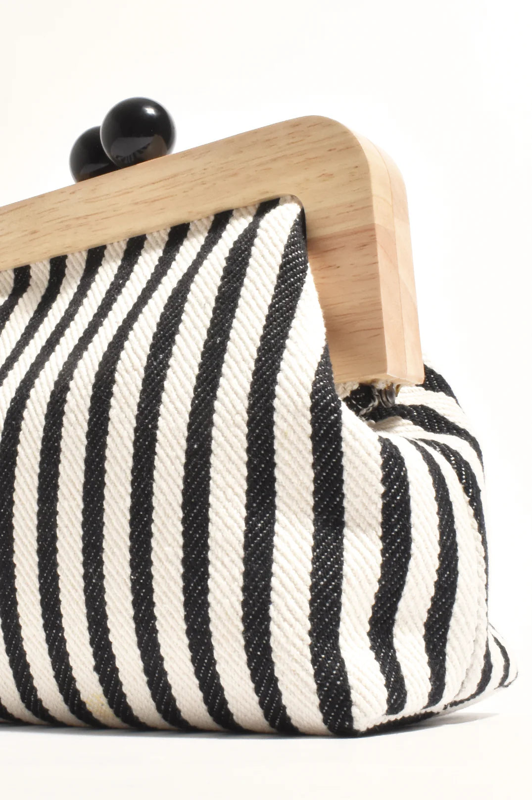 Adorne -Neve Canvas Stripe Timber Clutch