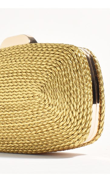 Adorne - Leela Rope Detail Structured Clutch - Gold