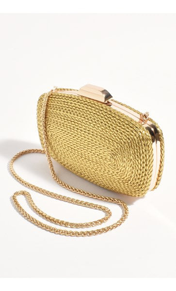 Adorne - Leela Rope Detail Structured Clutch - Gold