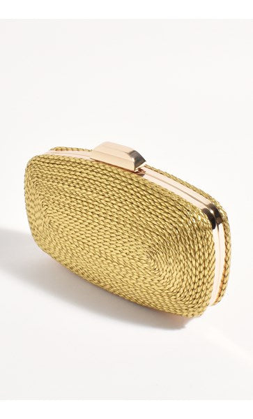 Adorne - Leela Rope Detail Structured Clutch - Gold