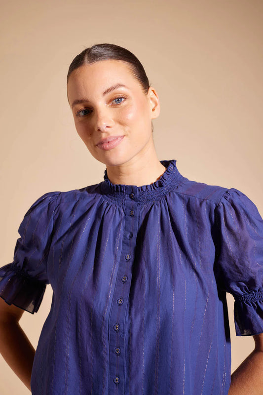 Alessandra - Veronica Stripe Shirt - Navy