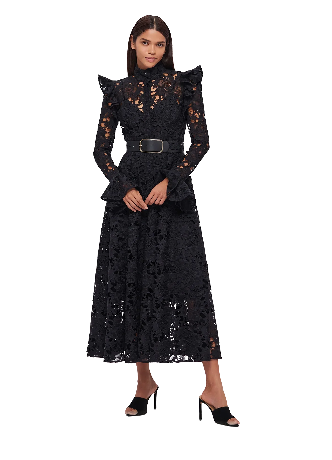 HIRE DRESS - LEO LIN - ALIYAH LACE BUTTERFLY SLEEVE MIDI DRESS