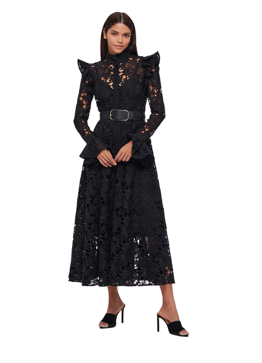 HIRE DRESS - LEO LIN - ALIYAH LACE BUTTERFLY SLEEVE MIDI DRESS