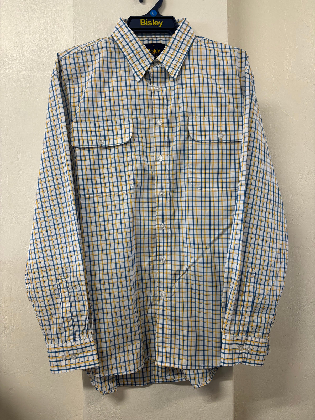 Bisley - Casual Long Sleeve Shirt - Blue/White/Yellow Check