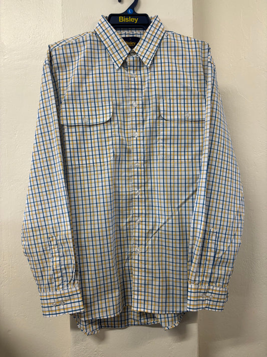 Bisley - Casual Long Sleeve Shirt - Blue/White/Yellow Check