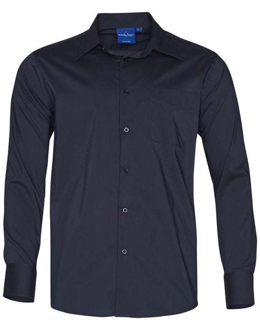 Benchmark - Mens Open Front Dress Shirt - Teflon - Navy