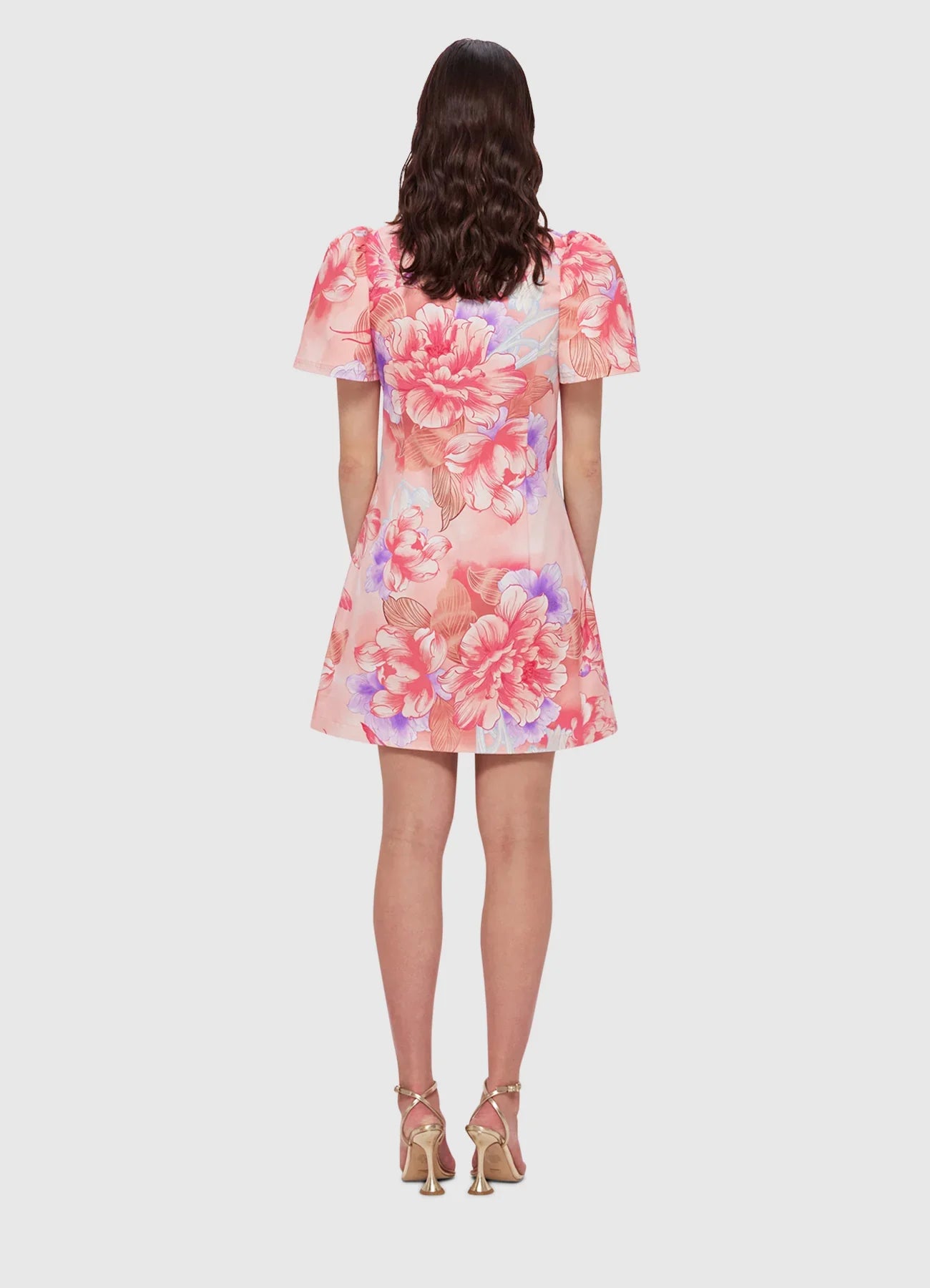 HIRE DRESS - LEO LIN - BROOKE SHIRT SLEEVE MINI DRESS - SWALLOW PRINT IN LUSH