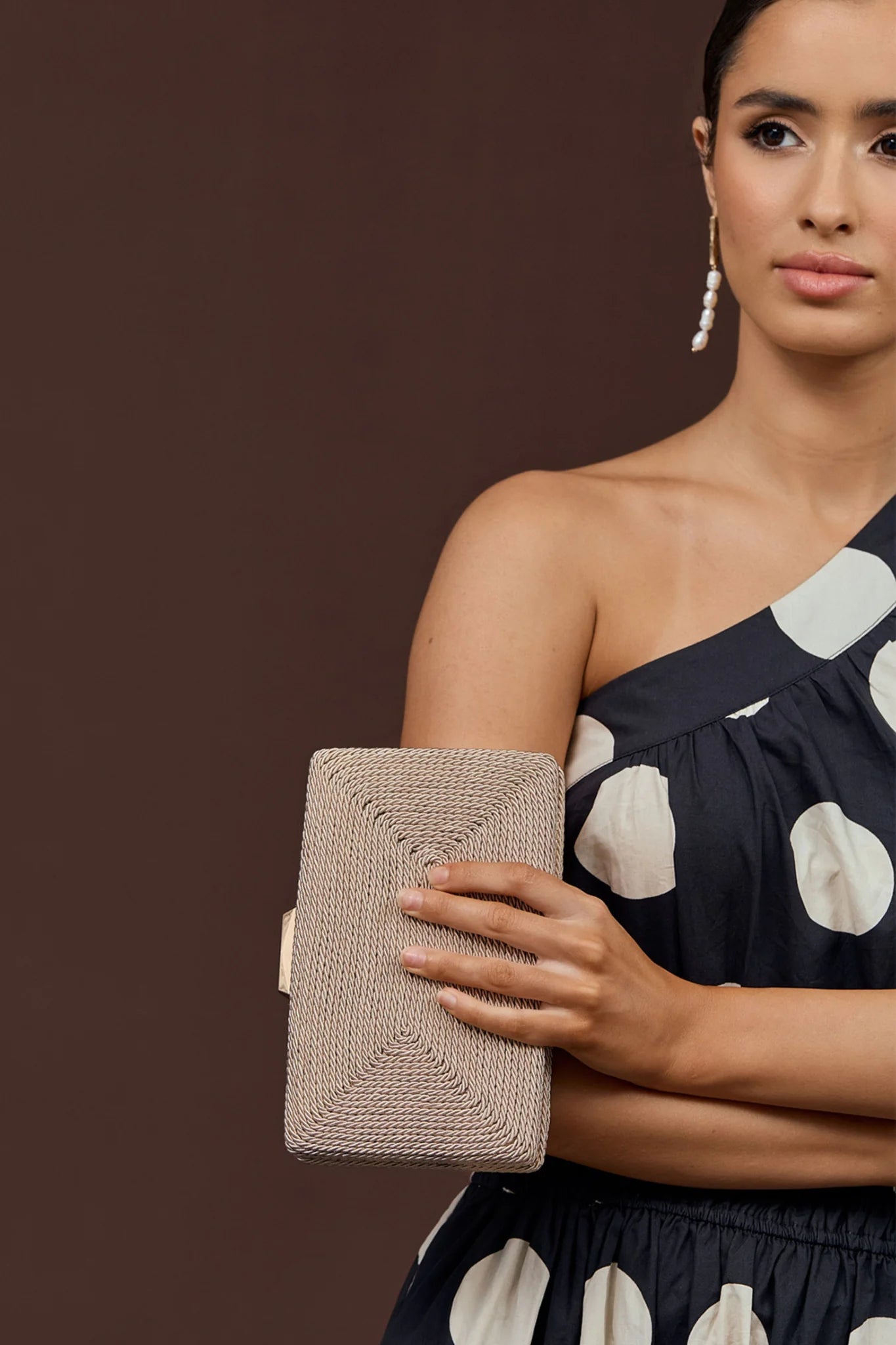 Adorne - Jeanie Rope Structured Clutch - Mocha