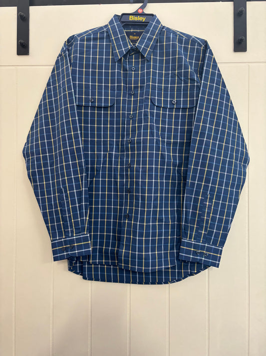 Bisley - Casual Long Sleeve Shirt - Navy/Yellow/White Check